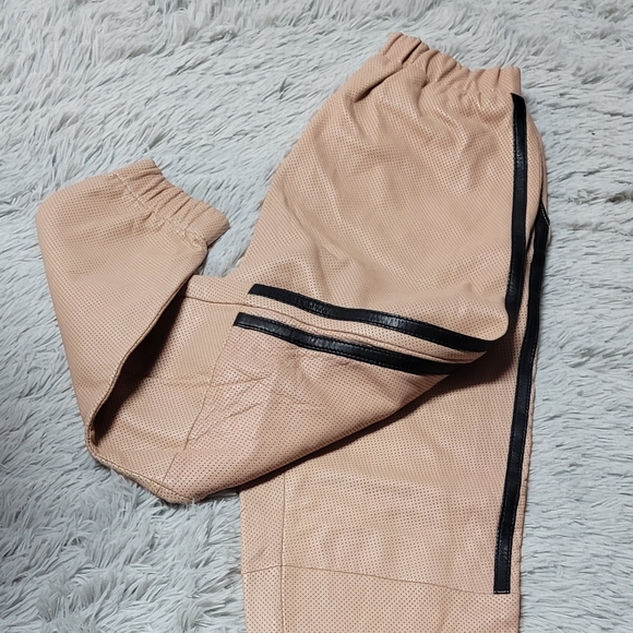Ash Pink Leather Sweat Pants by Vandal - Picture 1 of 11